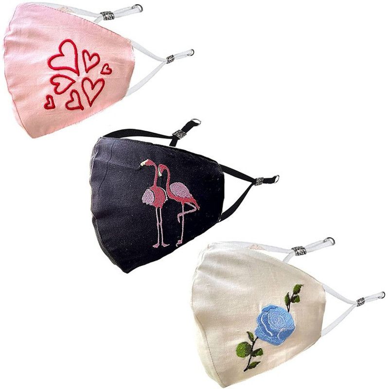 shaila's couture MASKS-017 Washable, Reusable Cloth Mask  (Multicolor, Free Size, Pack of 3)