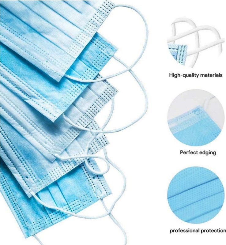 Local Charm ISO Certified Disposable 3 Ply Breathable Surgical Face Mask For Men, Women 100 Piece Surgical Mask 12 Water Resistant Surgical Mask With Melt Blown Fabric Layer  (Blue, Free Size, Pack of 100, 3 Ply)