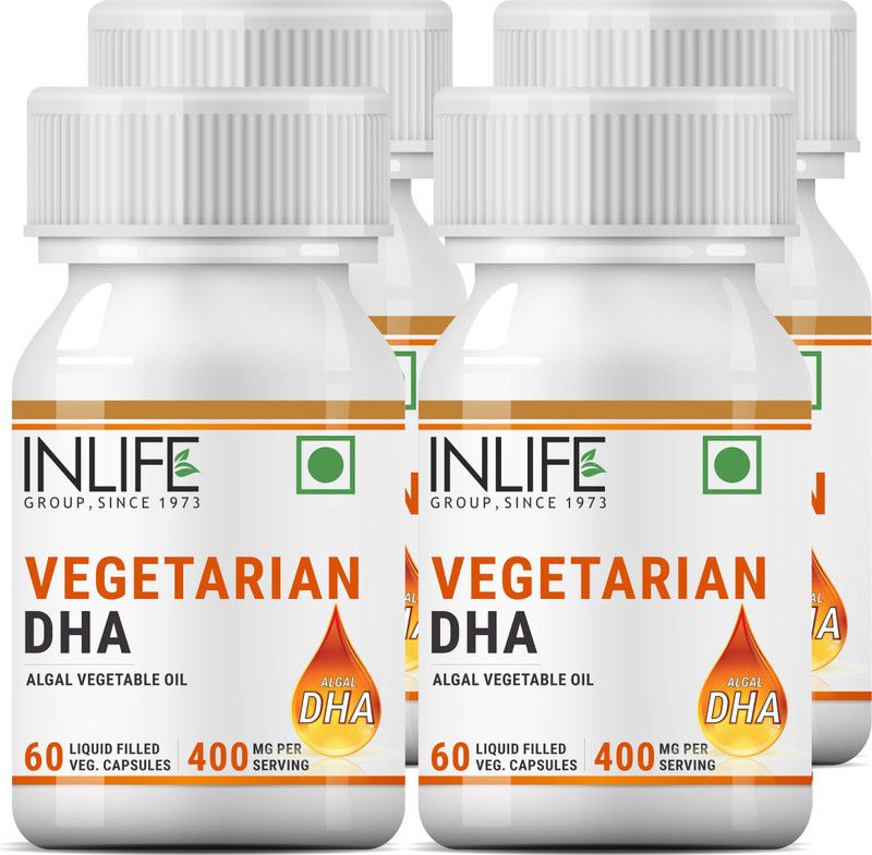 Inlife Omega 3 DHA Supplement - 60 Liquid Vegetarian Capsules (4 Pack)  (4 x 60 No)