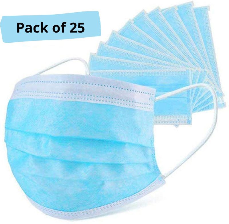Productlance 3Ply Surgical Face Mask With Meltblown Filter and Nosepin(Pack of 25)for Unisex MB Water Resistant Surgical Mask With Melt Blown Fabric Layer  (Blue, Free Size, Pack of 25, 3 Ply)