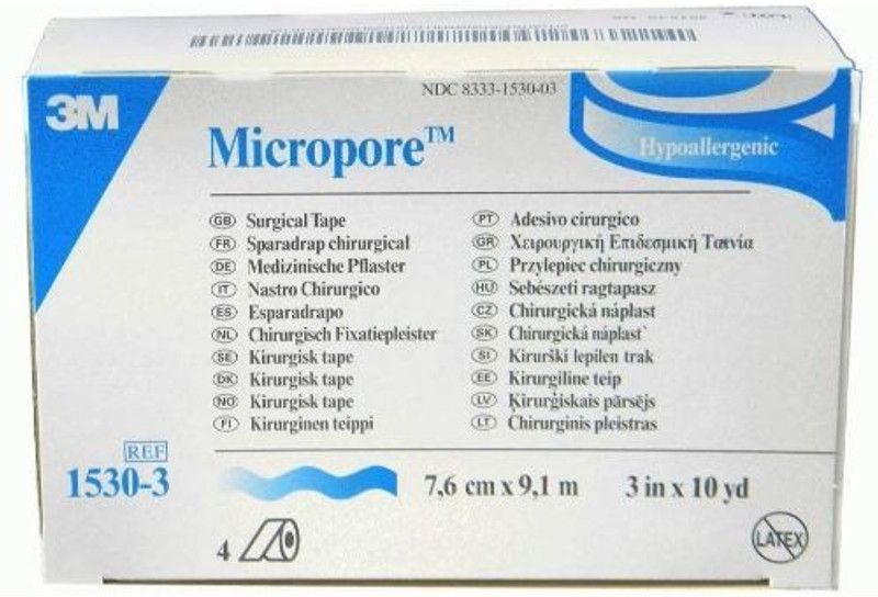 Micropore Paper Surgical Tape Standard Roll 3 X 10Yard - Box of 4 First Aid Tape  (Pack of 4)