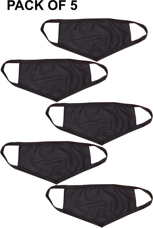 SASHWI Anti-Pollution -Virus Saftey - Bike Rider - Cotton Mask MMASK_BLACK-5 Cloth Mask  (Black, Free Size, Pack of 5)