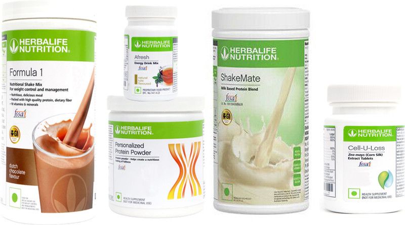 HERBALIFE Formula 1 Shake Chocolate+Protein 200G+ Afresh Tulsi+Cell U Loss + Shakemate Protein Shake  (1300 g, Chocolate, Tulsi)