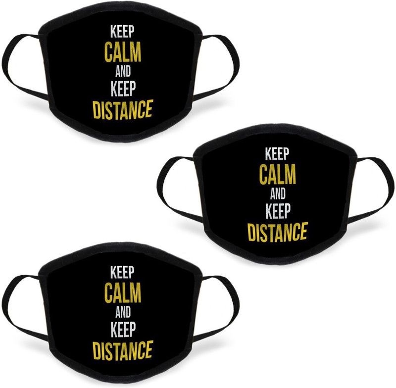 Indigifts PRINTED FASHIONABLE MASK-DMKPMBK03OVMM-QTP20003 Cloth Mask  (Free Size, Pack of 3)