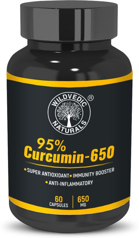 Wildvedic naturals Curcumin 650 mg : Boosts immunity, Helps in Joint pain, Hypertension & Asthma"  (60 No)