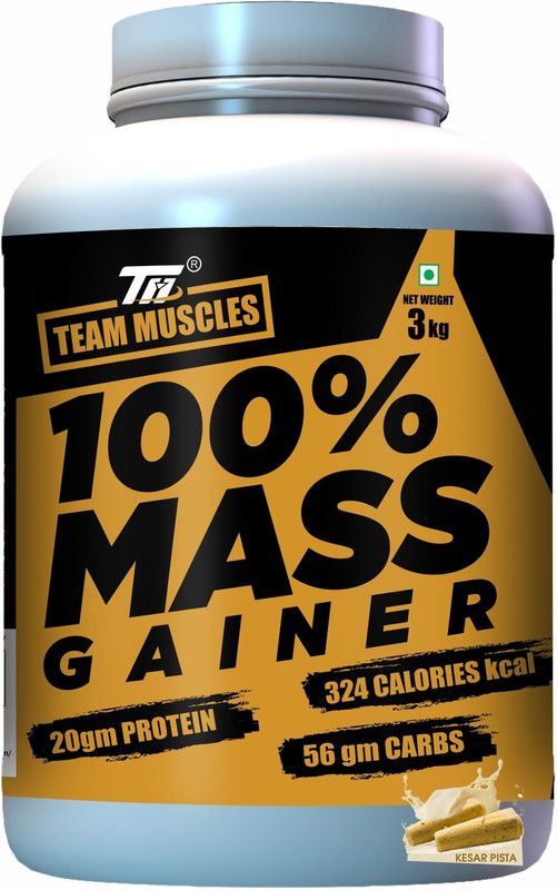 TEAM MUSCLES Mass Gainer 3 Kg (Kesar Pista) Weight Gainers/Mass Gainers  (3 kg, Kesar Pista)