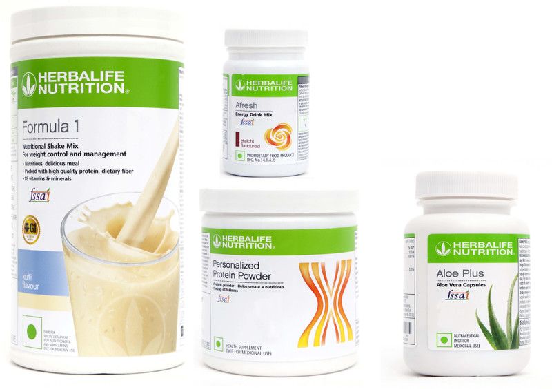 Herbalife Nutrition FORMULA-1SHAKE KULFI+PROTEIN POWDER+AFRESH-ELACHI+ALOE PLUS Nutrition Drink  (4x0.2 g, KULFI-500, PROTEIN POWDER -200, ELACHI-50, ALOE PLUS - 60 Flavored)