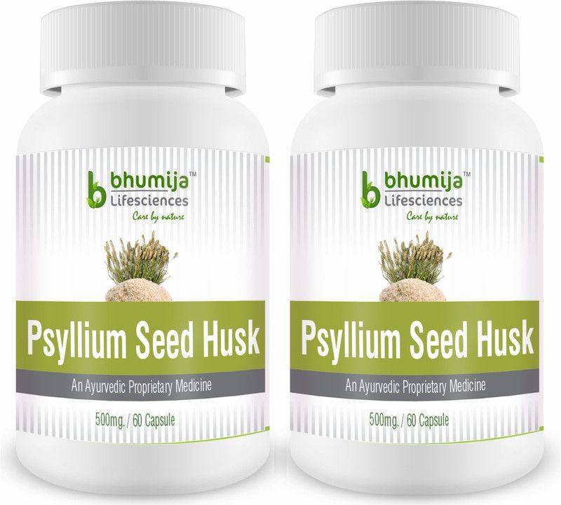 Bhumija Lifesciences Psyllium Husk (Isabgol) Capsules 60's - Relief from Constipation (Pack of Two)  (2 x 60 No)