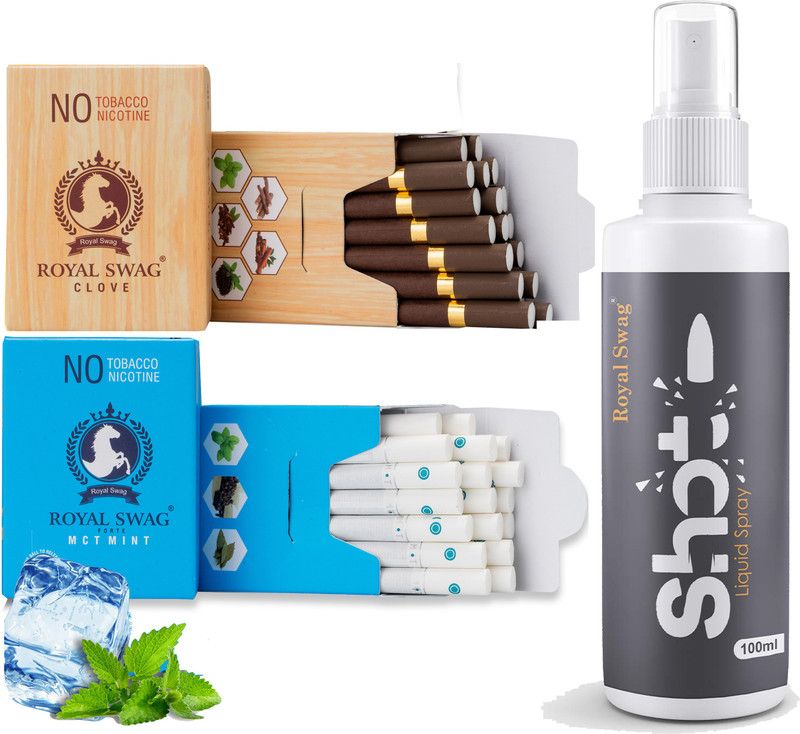 ROYAL SWAG Ayurvedic & Herbal Cigarette, Combo Pack of Mint and Clove Flavour (40 Stick Each) With Nicotine Free & Tobacco Free Cigarettes With Shot Helps in Quit Smoking - (80 Sticks+1 Shot 100 ML) Smoking Cessations  (Pack of 80)