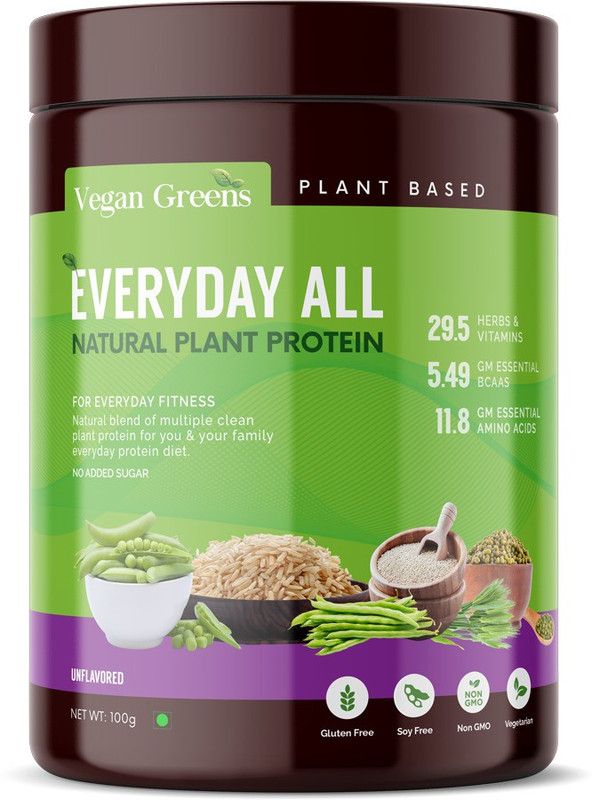 Vegan Greens Everyday All Natural Plant Protein, For Everyday Diet & Fitness- 100g Unflavored Plant-Based Protein  (100 g, Unflavored)