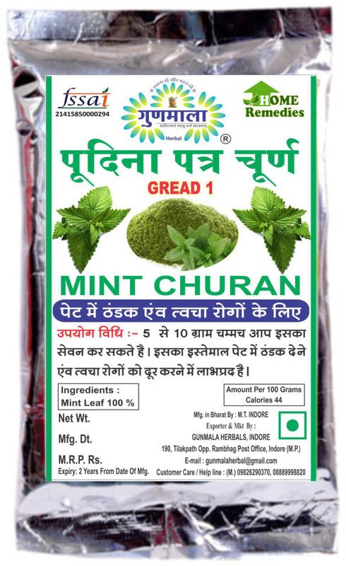 Gunmala Pure & Natural Pudina Powder / Dry Mentha Powder / Mint Powder  (100 g)