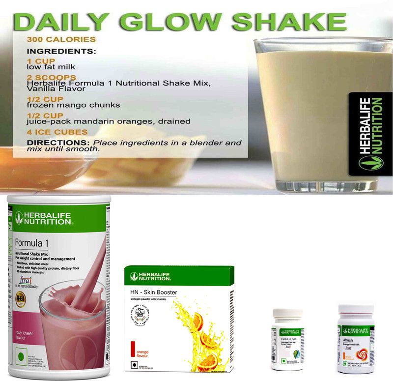 HERBALIFE Skin Booster With Formula 1 Rose Kheer , Cell U loss & Afresh Ginger  (4 x 220 g)