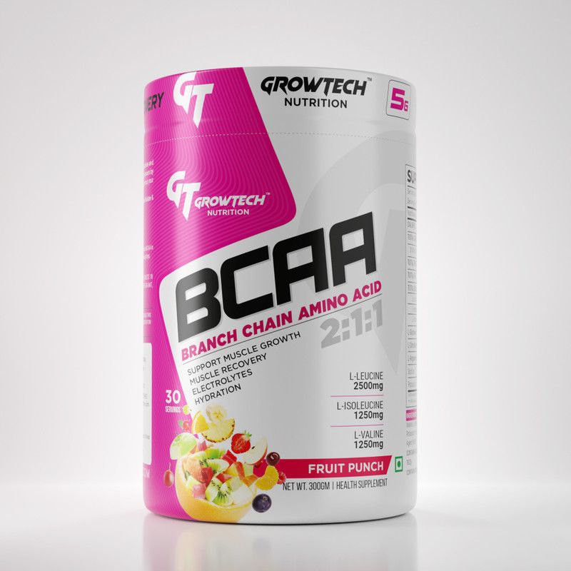 Growtech BCAA 2:1:1 Supplement For Unisex| L-Citruiline| L-Arginine|L-Glutamine| BCAA  (300 g, Fruit Punch)