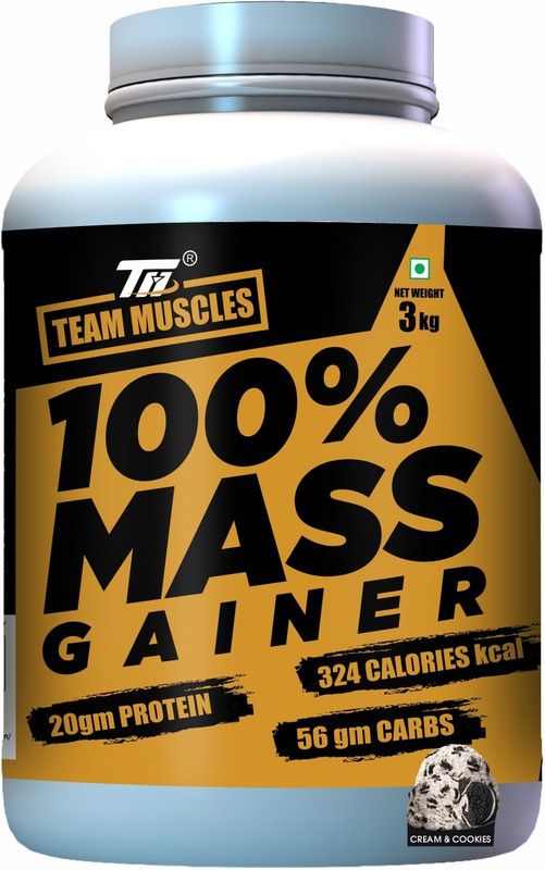 TEAM MUSCLES Mass Gainer 3 Kg (Cream & Cookies) Weight Gainers/Mass Gainers  (3 kg, Cream & Cookies)