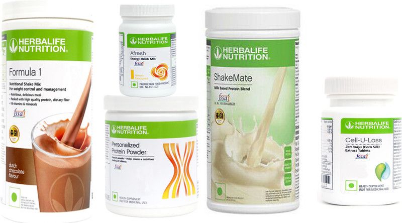 HERBALIFE Formula 1 Shake Chocolate+Protein 200G+ Afresh Lemon+Cell U Loss + Shakemate Protein Shake  (1300 g, Chocolate, Lemon)
