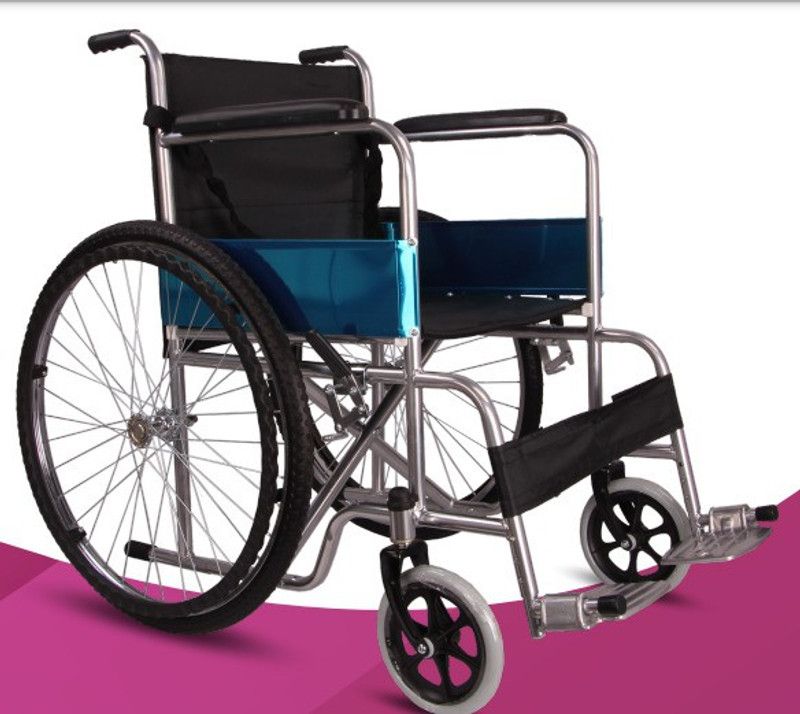 mediva MHL1009-SILVER Ergonomically Designed Powder Coated Wheelchair For Patients Manual Wheelchair  (Self-propelled Wheelchair, Attendant-propelled Wheelchair)