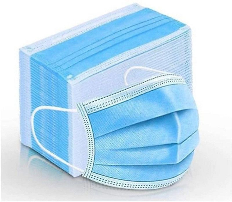 Vedaaushadhi 3L Protective Soft Ear Loop Face Mask Surgical Mask With Melt Blown Fabric Layer  (Blue, Free Size, Pack of 50, 3 Ply)