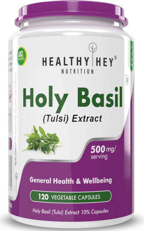 HealthyHey Nutrition Tulsi Extract (Holy Basil Extract) - Supports Stress & Immune System -120 Veg Caps  (500 mg)