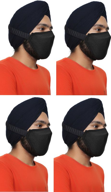 Bismaadh MM-Black-4 Reusable, Washable Cloth Mask  (Black, Free Size, Pack of 4)