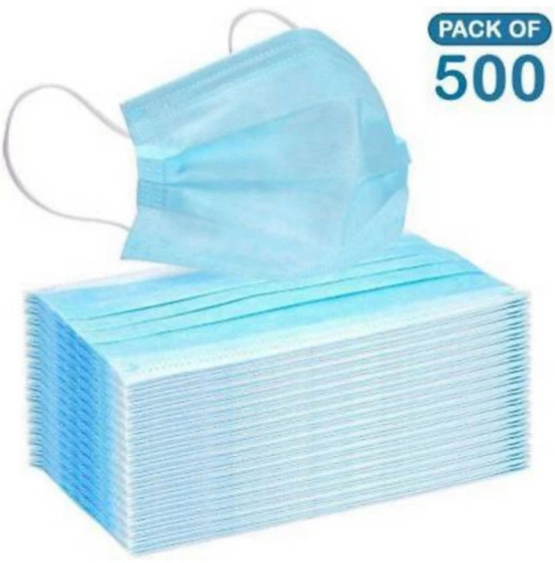 Local Charm 500 Pieces 3 Ply Pharmaceutical 3 layered / 3 ply Surgical Face mask 500 Piece Surgical Mask 1 Surgical Mask With Melt Blown Fabric Layer  (Blue, Free Size, Pack of 500, 3 Ply)