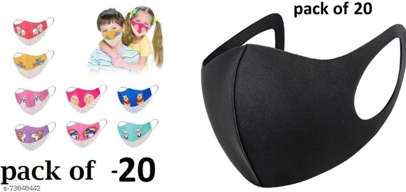 395 BRAND CLOTH ME-KIDS COTTON AND ULTRA KUBAA MASK WASHABLE,REUSABLE FOR BOTH KIDS AND MENS. Reusable, Washable, Water Resistant Cloth Mask  (Multicolor, Free Size, Pack of 40)