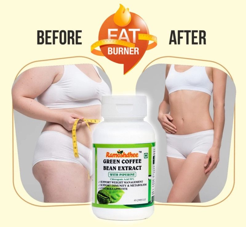 Ramoshdhee Green Coffee Beans Extract With Piperine Capsules Fat Burner Weight Loss -60 Cap  (60 Capsules)