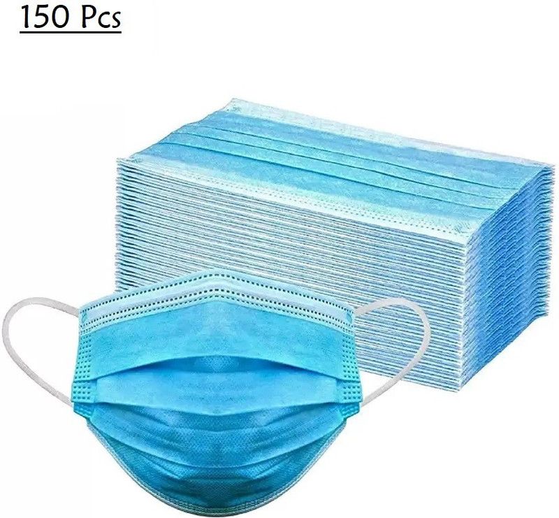 osiris 150 Pcs Water Resistant, Non-Washable, Non-Reusable Surgical Mask With Melt Blown Fabric Layer  (Blue, Free Size, Pack of 150, 3 Ply)