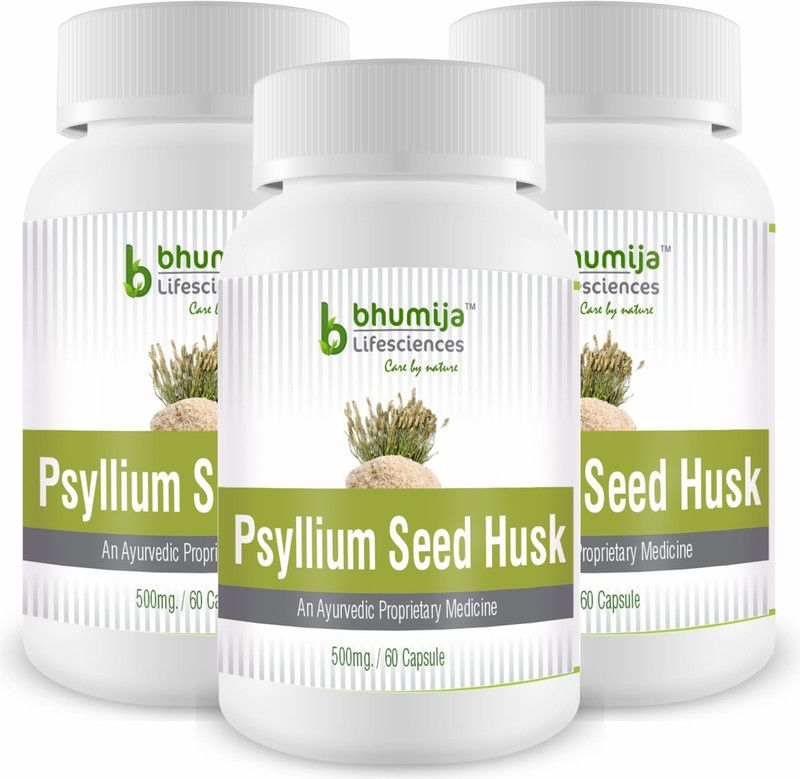 Bhumija Lifesciences Psyllium Husk (Isabgol) Capsules 60's - Relief from Constipation (Pack of Three)  (3 x 60 No)