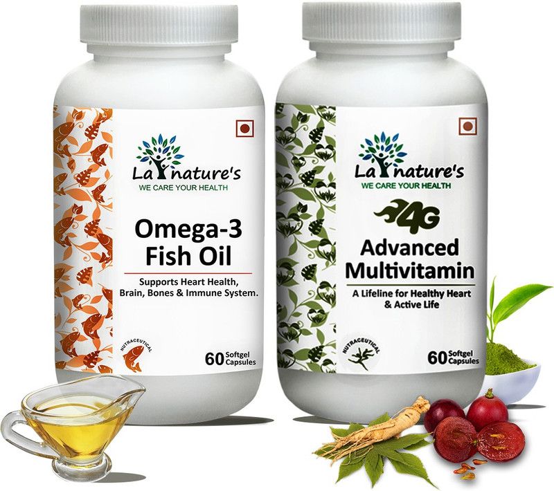La Natures 4G Advanced Multivitamin + Fish Oil Omega 3 Capsule for Heart & Immunity  (2 x 60 Capsules)