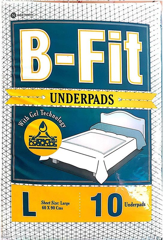 B-FIT Underpads with Gel Technology 10 pieces (Large) Pack of 8 Adult Diapers - L  (80 Pieces)