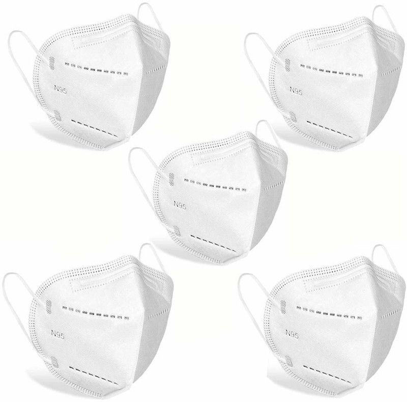 TheWhoop N95 Mask -Woven 5 Layered Reusable Washable Anti-Pollution Protection Face Mask With Nose Pin  (White, Free Size, Pack of 5)