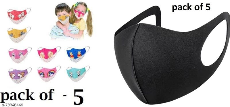 395 BRAND CLOTH ME-KIDS COTTON AND ULTRA KUBAA MASK WASHABLE,REUSABLE FOR BOTH KIDS AND MENS. Reusable, Washable, Water Resistant Cloth Mask  (Multicolor, Free Size, Pack of 10)