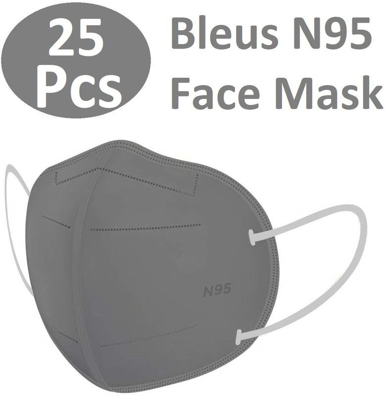 Bleus Certified N95 Mask 5 Layer Reusable Anti - Pollution , Anti - Virus Breathable Face Mask with Nose Pin BN95G Reusable, Washable  (Grey, Free Size, Pack of 25)