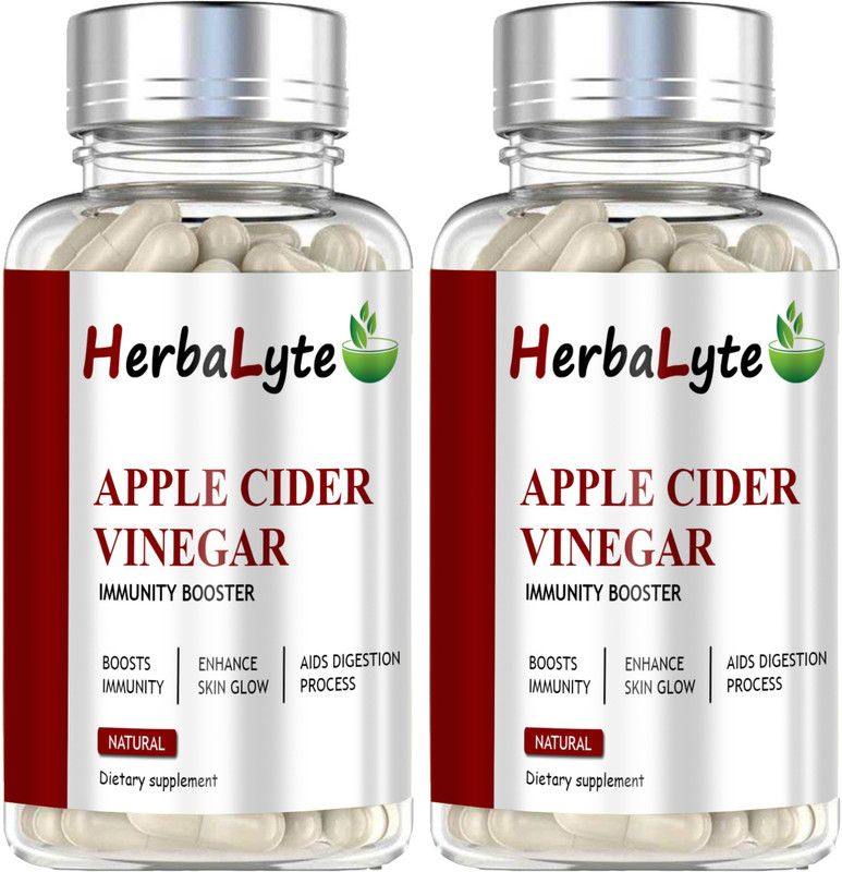 HERBALYTE Apple Cider Vinegar Capsule with mother digestion,detox (G5)  (2 x 60 Capsules)