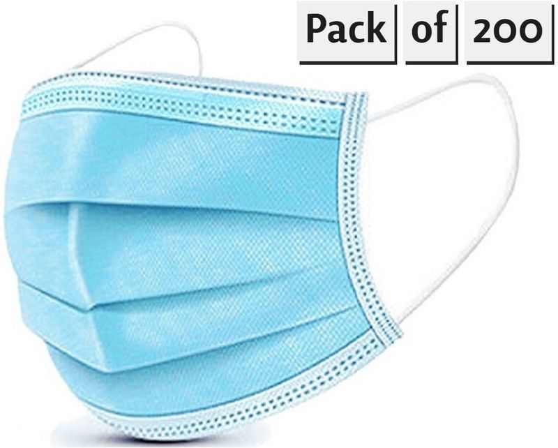 Suchi 3 Ply Disposable Mask with Nose Pin CE Certified Surgical Mask  (Blue, Free Size, Pack of 200, 3 Ply)