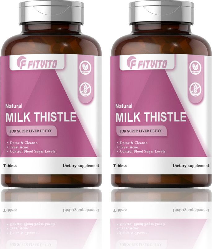 Fitvito Milk thistle for liver support and liver detox Tablets (D259)  (2 x 60 Tablets)