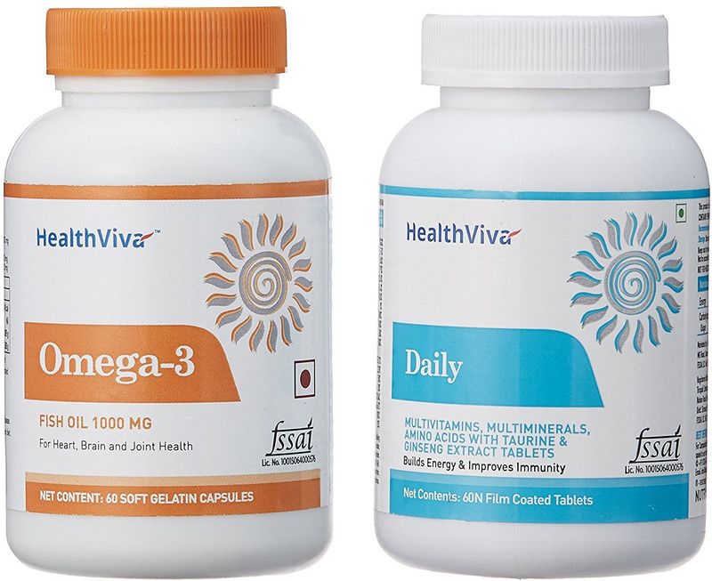 HealthViva Omega, 60 capsules with Healthviva Daily, 60 Tablets  (2 x 400 g)