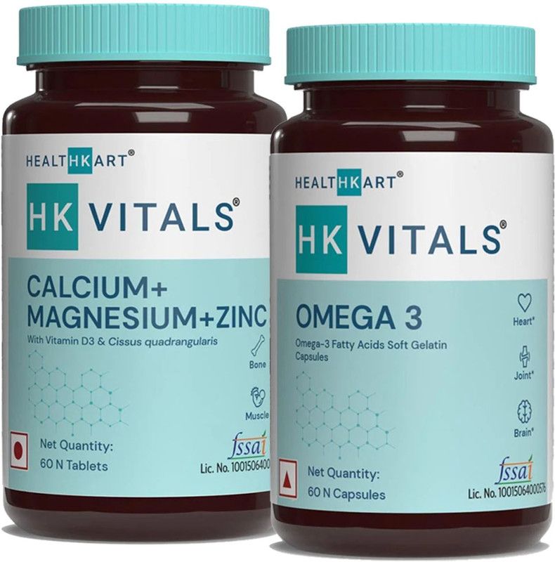 HEALTHKART Omega - 60 Capsules with Calcium - 60 Capsules  (2 x 200 g)
