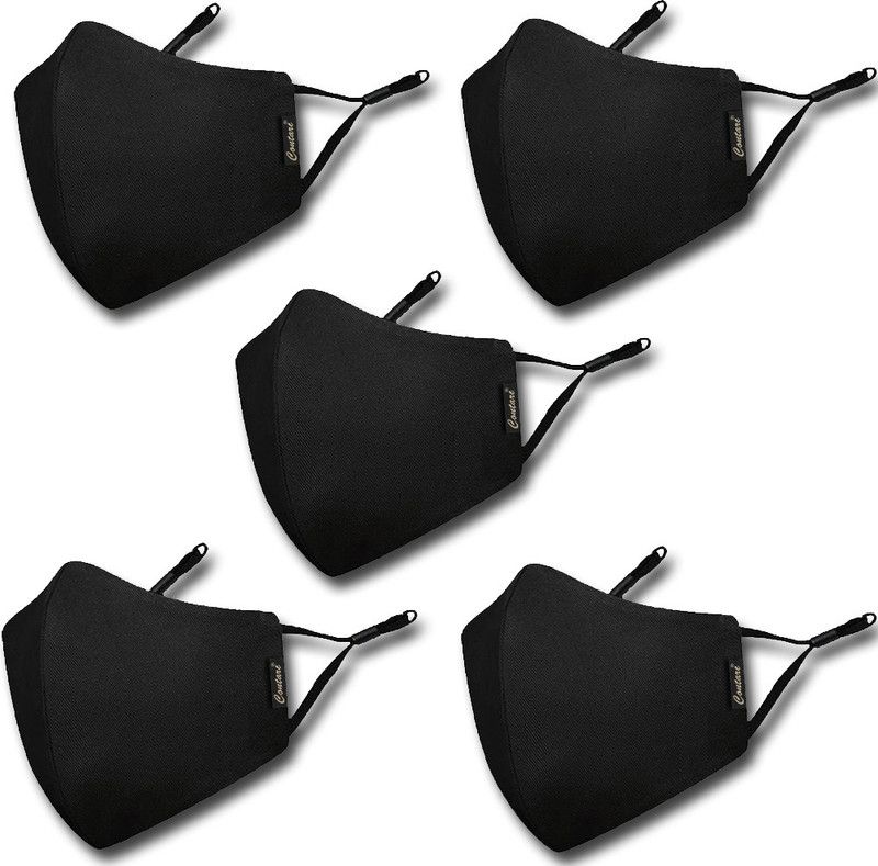 CONTARE Ultra Premium Cotton Cloth Office Black Mask Reusable, Washable Cloth Mask  (Black, Free Size, Pack of 5, 4 Ply)