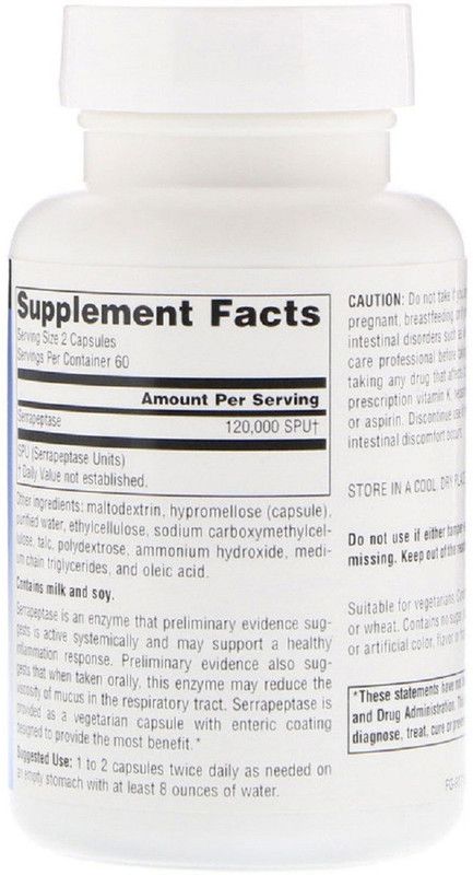 Source Naturals Source Naturals, Serrapeptase, 120 Capsules  (120 No)