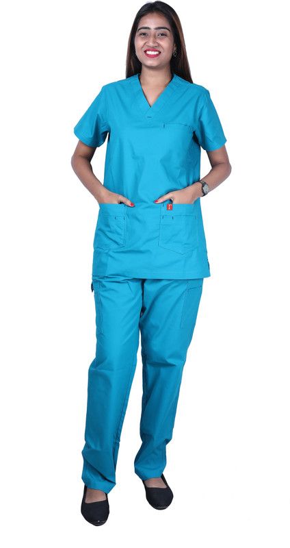 FRENCH TERRAIN FTSSPCMP-B123-TRQ-2XL Shirt, Pant Hospital Scrub  (Blue XXL)