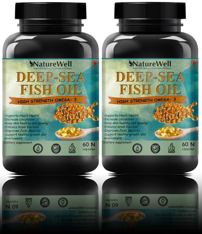 Naturewell Deep Sea Fish Oil Omega 3 - 120 Softgels, 1000 Mg(120N Blue)  (2 x 60 No)