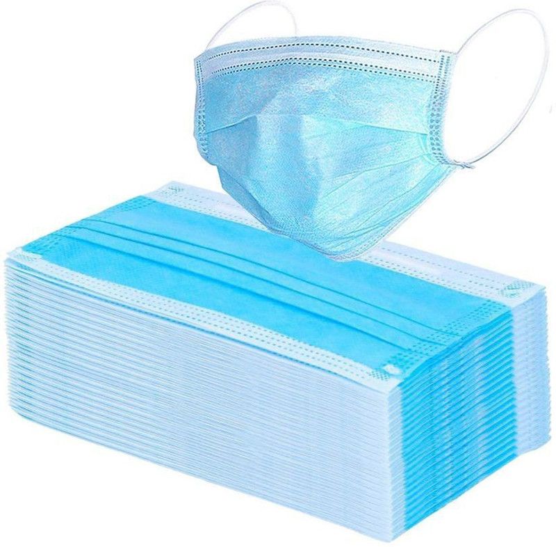 FEEL SAFE MASK FSM 3 PLY Mask Earloop For Face/ 3 layer protection/Anti Pollution/Pack of 50 Pcs/Blue Surgical Mask  (Blue, Free Size, Pack of 50, 3 Ply)