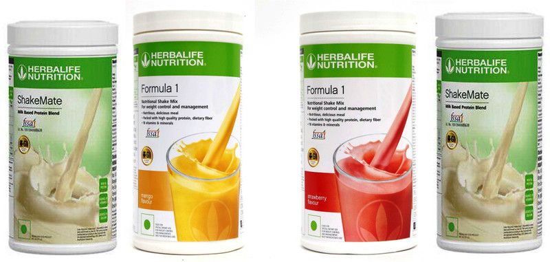 HERBALIFE FORMULA1 MANGO + STRAWBERRY & SHAKEMATE 2 PIECES Protein Shake  (0.2 kg, MANGO, STRAWBERRY)