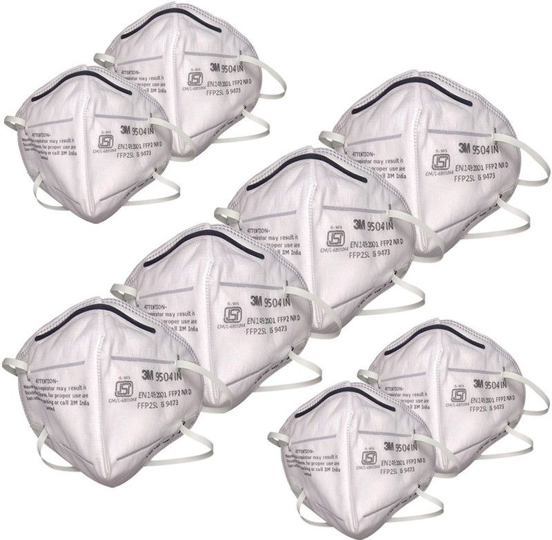 3M 9504 IN ISI Approved Reusable Unisex Mask | 8 Mask in Pack (Washable, White in Color) Reusable, Washable  (White, Free Size, Pack of 8)