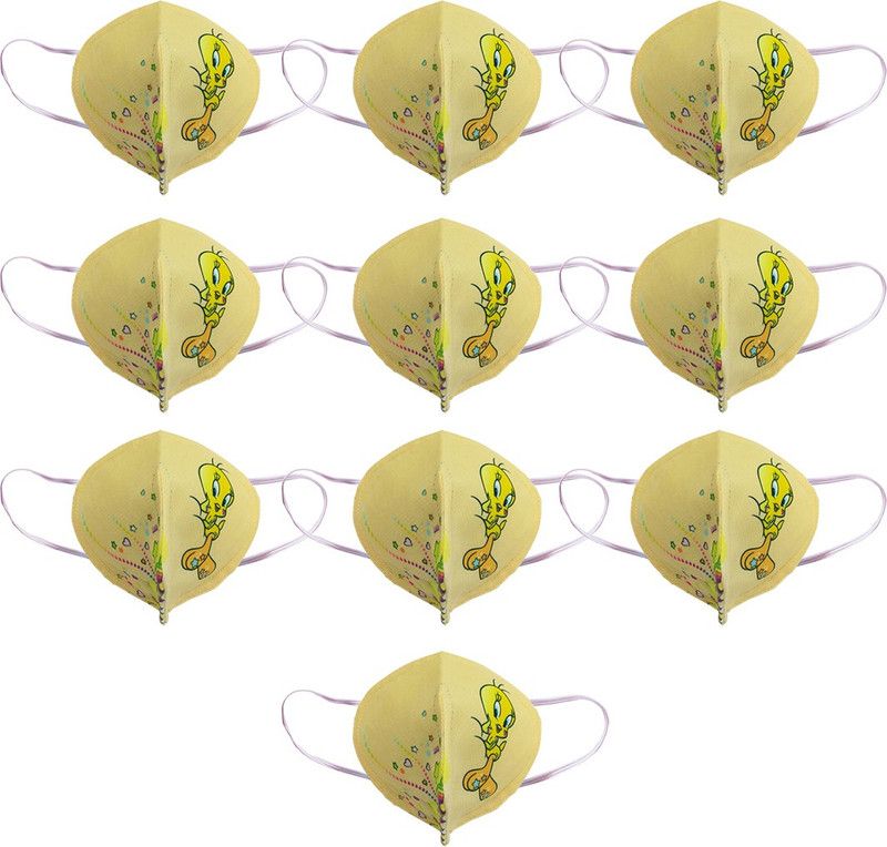 Spinn Decor Designer Mask SDMA3007 Reusable, Washable Cloth Mask With Melt Blown Fabric Layer  (Yellow, S, Pack of 10)