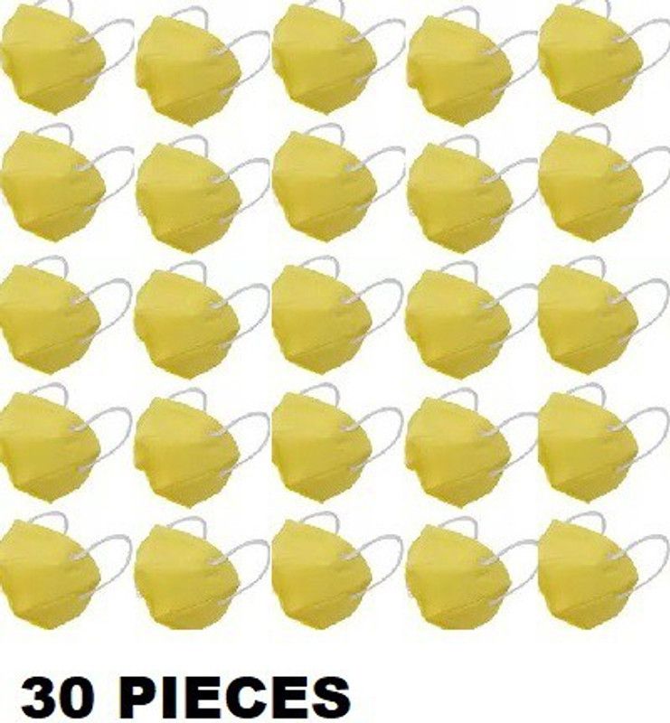 BHAVISHU (Yellow) N-95 mask reusable washable mask with nose pin QUANTITY x 30 N95 MASK Half MaSkN95 Face Protective .|. (yellow)|41 Washable Surgical Mask With Melt Blown Fabric Layer  (Yellow, Free Size, Pack of 30, 4 Ply)