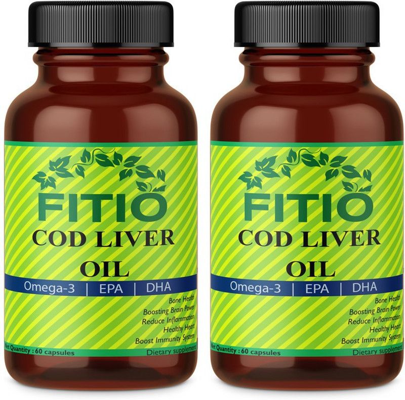 FITIO Cod Liver Oil Capsules | for Immunity Ultra(Pack Of 2)  (2 x 60 No)