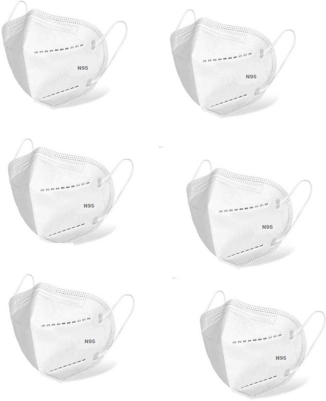 KIARVI GALLERY N95 Mask N95 NM-6GWS Reusable, Washable, Breathable, Anti-Pollution & Anti Virus 5 Layers Protection Respirator With Melt Blown Fabric Face Mask For Men Women and Kidz  (White, Free Size, Pack of 6)