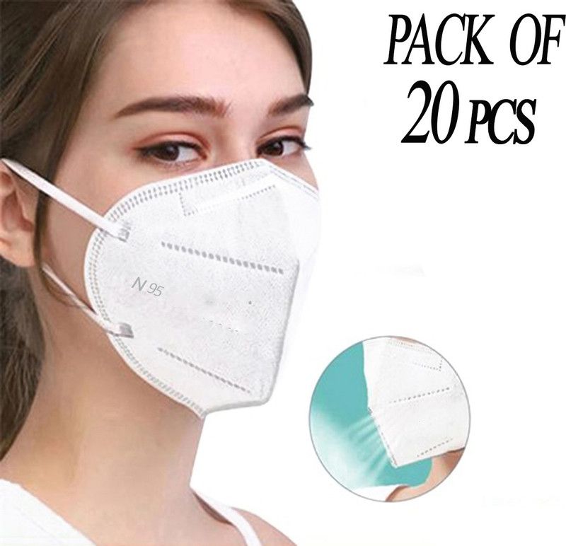 VYBBA N95 FACE MASK FOR MEN AND WOMEN masks  (White, Free Size, Pack of 20)